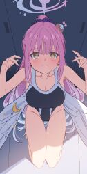 1girl blue_archive competition_swimsuit groin mika_(blue_archive) one-piece_swimsuit pink_hair swimsuit tagme