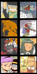Rule 34 | 6+girls, bishamonten&#039;s pagoda, black eyes, black hair, black hat, blood, blue dress, blue hair, blunt bangs, bow, chainsaw, closed mouth, colored skin, commentary request, cosplay, dress, friday the 13th, frown, green bow, grey skin, grey skirt, hair bow, hair over eyes, hat, hat ornament, highres, hockey mask, holding, holding chainsaw, jason voorhees, jason voorhees (cosplay), jiangshi, komeiji koishi, long bangs, mask, miyako yoshika, multicolored hair, multiple girls, newsboy cap, ofuda, onikobe rin, purple hair, red dress, red shirt, reiuji utsuho, shirt, short bangs, short hair, skirt, smile, star (symbol), star hat ornament, streaked hair, tiger, toramaru shou, toramaru shou (tiger), touhou, translation request, two-tone dress, upper body, white hair, yagokoro eirin