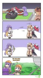 &gt;_&lt; 3girls :&gt; =_= ^^^ absurdres afterimage ahoge arrow_(projectile) bandaged_arm bandages bare_shoulders bed black_bow black_dress black_footwear black_legwear blonde_hair blue_eyes blush_stickers boots bow bow_(weapon) brown_cloak brown_hair brown_headwear brown_skirt cloak closed_eyes closed_mouth collared_shirt commentary deerstalker double_bun dress english_text engrish_text explosive gradient_hair hair_bun hair_ornament hard_hat hat hat_bow helmet highres holding holding_bow_(weapon) holding_weapon hololive hololive_english hololive_indonesia jacket kureiji_ollie lying minecraft minecraft_pickaxe moona_hoshinova motion_blur multicolored_hair multiple_girls on_back on_bed orange_headwear pickaxe pillow profile puffy_short_sleeves puffy_sleeves purple_hair railroad_tracks ranguage red_hair red_neckwear rutorifuki shirt short_sleeves sign skirt smile snowball stitches sweat tears thigh_boots thighhighs tnt tnt_block_(minecraft) turn_pale virtual_youtuber watson_amelia wavy_mouth weapon white_jacket white_shirt