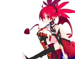 Rule 34 | 1girl, disgaea, etna (disgaea), makai senki disgaea, miyakawa106, red eyes, red hair, simple background, tagme, tail, white background
