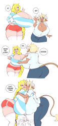 Rule 34 | 2girls, absurdres, animal ears, ass, blonde hair, blue eyes, blush, breast press, breasts, brown hair, bursting breasts, cassie (theycallhimcake), cleavage, closed eyes, confused, covered erect nipples, cow ears, cow girl, cow horns, cow tail, curvy, dark-skinned female, dark skin, denim, deumosden, eye contact, female focus, gigantic breasts, hanging breasts, highres, horns, hug, huge ass, huge breasts, jeans, lips, long hair, looking at another, midriff, minotaur, monster girl, multiple girls, open mouth, original, pants, pink eyes, pointy ears, puffy nipples, purple eyes, salute, shirt, short hair, short shorts, short sleeves, shorts, sideboob, simple background, skindentation, smile, standing, striped clothes, striped shirt, sweater, tail, thick thighs, thighs, white background, white legwear, white shirt, wide hips