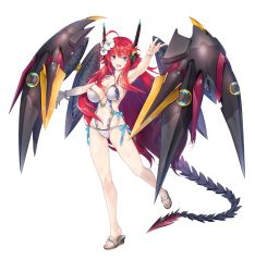 Rule 34 | 1girl, absurdres, high school dxd, highres, long hair, miyama-zero, red hair, rias gremory, sandals, solo, swimsuit, transparent background