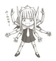 00s chachazero doll_joints joints kasuga_yukihito lowres mahou_sensei_negima! multiple_hands solo