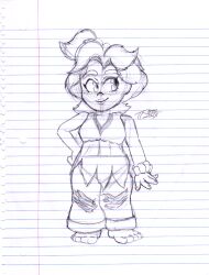 1girl bracelet child donkey_kong_(series) donkey_kong_bananza freckles hairband highres jewelry loli looking_at_viewer mario_(series) nintendo pauline_(mario) rough_sketch sketch solo standing