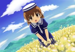 00s 1girl brown_eyes brown_hair chunpai clannad dress female_focus hat okazaki_ushio open_mouth sailor_dress solo spoilers