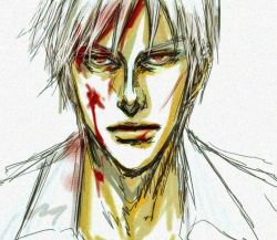 1boy akagi akagi:_yami_ni_oritatta_tensai akagi_shigeru fukumoto_mahjong male_focus partially_colored simple_background solo tagme white_background