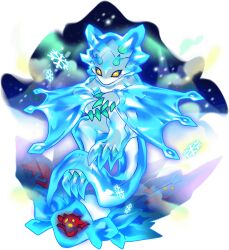 1other creature dragon dragon_village_(series) dragon_village_collection furry game_cg ice ice_dragon night official_art outdoors snow snowflakes snowing star-shaped_pupils star_(symbol) symbol-shaped_pupils third-party_source transparent_background winged_arms wings yellow_eyes zithakula_(dragon_village)