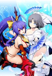 2girls blazblue blazblue:_cross_tag_battle butt_crack mai_natsume multiple_girls polearm spear tagme weapon yumi_(senran_kagura)