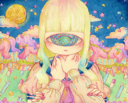 1girl artist_request cyclops highres horse one-eyed original pill school_uniform syringe