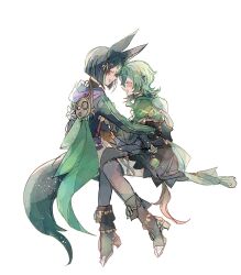 1boy 1girl :d ^_^ ahoge animal_ears black_gloves black_hair black_shirt blunt_ends blush boots brown_boots brown_dress brown_thighhighs cape capelet closed_eyes collei_(genshin_impact) commentary_request crossed_bangs dress earrings eyelashes fox_boy fox_ears fox_tail genshin_impact gloves green_cape green_capelet green_hair hair_between_eyes happy highres hood hood_down hoodie jewelry long_sleeves medium_hair multicolored_hair multicolored_hoodie multiple_girls open-toe_boots open_mouth orange_ribbon ottottouta puffy_long_sleeves puffy_sleeves ribbon shirt short_hair simple_background sitting smile streaked_hair tail tassel thighhighs thighlet tighnari_(genshin_impact) turtleneck vision_(genshin_impact) white_background yellow_cape