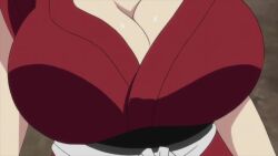 1girl animated bouncing_breasts breast_focus breasts cleavage curvy fat_tits full_of_milk heavy_breasts highres huge_breasts japanese_clothes kimono large_breasts manyuu_chifusa manyuu_hikenchou milkshake pendulous_breasts red_kimono sound tagme udder video well_endowed