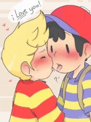bad_tag black_hair blonde_hair child hat lucas_(mother_3) mother_(series) mother_2 mother_3 ness_(mother_2) nintendo red_hat shirt shota striped_clothes striped_shirt super_smash_bros. yaoi