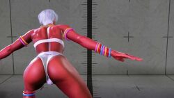 1girl 3d animated armlet ass ass_focus ass_shake back bikini bouncing_ass curvy elena_(street_fighter) huge_ass indoors jewelry ryona shiny_skin short_hair skindentation squatting standing street_fighter street_fighter_6 stretching sweat swimsuit tall_female thick_thighs thighs underwear video white_bikini white_hair wide_hips