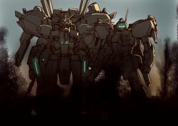 Rule 34 | beam cannon, beam rifle, earth federation, energy gun, ex-s gundam, glowing, green eyes, gun, gundam, gundam requiem for vengeance, gundam sentinel, holding, holding gun, holding weapon, kin-san (sasuraiga), looking at viewer, mecha, mecha focus, mobile suit, nero (mobile suit), no humans, red eyes, robot, science fiction, v-fin, weapon