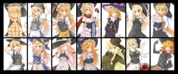 6+girls =_= akane_(cookie) animalization apron azusa_(cookie) black_capelet black_eyes black_gloves black_headwear black_jacket black_skirt black_vest blonde_hair blue_eyes blue_headwear blue_ribbon blue_skirt blue_vest bow bowtie braid breasts brown_eyes buttons capelet cigar claws cleavage cleavage_cutout closed_eyes closed_mouth clothing_cutout coat collared_shirt commentary_request cookie_(touhou) cowboy_shot elbow_gloves everyone extra_mouth eyes_visible_through_hair flipped_hair food frilled_skirt frills fruit gloves green_coat green_headwear hair_between_eyes hair_bow hat hat_bow holding holding_food holding_knife holding_poke_ball hyper_muteki_(ningen_no_kuzu) jacket kinu_(cookie) kirisame_marisa knife koga_(cookie) kohaku_(cookie) large_breasts lion long_hair long_sleeves looking_at_viewer mandarin_orange mars_(cookie) marvel medium_breasts medium_hair meguru_(cookie) mikami_makoto military military_hat military_uniform multiple_girls nintendo open_mouth orange_bow orange_scarf poke_ball pokemon puffy_short_sleeves puffy_sleeves purple_bow red_bow red_bowtie red_scarf rei_(cookie) reverse_grip ribbon ruka_(cookie) scarf shirt short_hair short_sleeves side_braid single_braid skirt sleeves_past_fingers sleeves_past_wrists small_breasts smile star_(symbol) sugar_(cookie) suzu_(cookie) touhou turtleneck underbust uzuki_(cookie) vest waist_apron white_apron white_background white_bow white_shirt witch_hat x-men yellow_bow yellow_eyes yuuhi_(cookie)