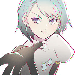 1girl ace_attorney artist_request black_gloves blue_eyes blue_hair earrings formal_clothes franziska_von_karma gloves jewelry solo solo_focus