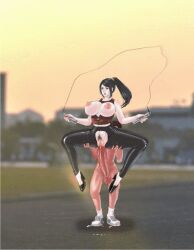 1boy 1girl animated animated_gif breasts carrying carrying_person cum cum_in_pussy ejaculation fixzhuzhu large_breasts nipples nude outdoors penis pubic_hair pussy shoes socks