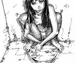 Rule 34 | 1girl, artist request, breasts, monochrome, monster girl, nude, zombie