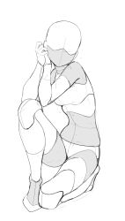 1girl greyscale highres monochrome original sketch solo takayuki_azuma