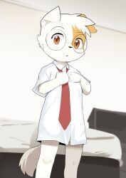 1boy animal_ears commentary_request dog_boy furry furry_male male_focus manmosu_marimo necktie original paid_reward_available shirt shota solo tail