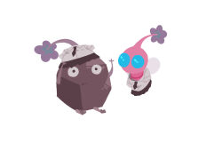 Rule 34 | black eyes, black necktie, black skin, black skirt, blue eyes, breast pocket, collared shirt, colored skin, creature, creature focus, dressing, flower, flying, highres, insect wings, looking at viewer, miniskirt, necktie, nintendo, no humans, no mouth, oversized clothes, pikmin (creature), pikmin (series), pink skin, pleated skirt, pocket, purple flower, rock, rock pikmin, school uniform, shirt, short sleeves, simple background, sitting, skirt, sleeve cuffs, solid circle eyes, undersized clothes, white background, white shirt, wide-eyed, winged pikmin, wings, yu pikmin