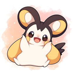 Rule 34 | absurdres, blush, brown eyes, emolga, gen 5 pokemon, happy, highres, nintendo, open mouth, pokemon, pokemon (creature), sevi (seviyummy), sitting, smile, solo
