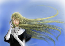 1girl absurdres blonde_hair bushuai_no_shuaishuai claymore_(series) closed_eyes elbow_gloves female_focus galatea gloves habit highres jewelry long_hair necklace nun solo traditional_nun very_long_hair white_gloves