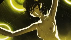 animated animated_gif anime_screenshot breasts brown_hair closed_eyes mardock_scramble nipples nude rune_balot short_hair shower small_breasts wet