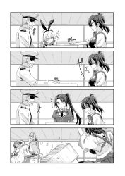 Rule 34 | +++, 10s, 1boy, ^^^, admiral (kancolle), barefoot, board game, comic, crop top, epaulettes, greyscale, hair ribbon, hakama, hakama short skirt, hakama skirt, halftone, hat, highres, japanese clothes, kaga (kancolle), kantai collection, laughing, long hair, military, military hat, military uniform, monochrome, multiple girls, muneate, nachi (kancolle), naval uniform, necktie, peaked cap, ragequit, ribbon, sailor collar, school uniform, serafuku, shaded face, shimakaze (kancolle), shogi, side ponytail, skirt, surprised, sweatdrop, table flip, tasuki, translated, very long hair, yukiharu