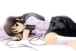 1girl bad_id bad_pixiv_id female_focus long_hair lying moonsorrow original school_uniform solo
