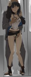 against_wall clenched_teeth clothing_aside donezo grabbing_another&#039;s_breast groping kakuchou_shoujo-kei_trinary kunimasa_ayami molestation panties panties_aside public_indecency rape sex skirt standing tears teeth train_interior underwear vaginal