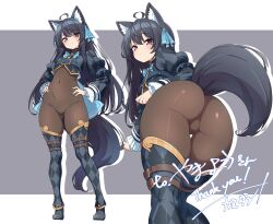 1girl animal_ear_fluff animal_ears ass commission highres huge_ass kamidan original skeb_commission solo