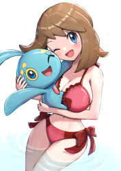 absurdres alternate_costume breasts gen_4_pokemon gonzarez highres large_breasts legendary_pokemon manaphy may_(pokemon) mythical_pokemon nintendo pokemon pokemon_(anime) pokemon_(creature) pokemon_ranger_and_the_temple_of_the_sea pokemon_rse_(anime)
