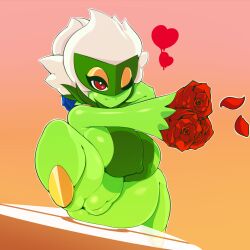 1girl breasts cleft_of_venus creatures_(company) game_freak gen_4_pokemon highres huge_breasts mystical_(plantpenetrator) nintendo nipples pokemon pussy roserade shortstack thick_thighs thighs