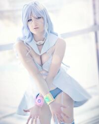 Rule 34 | 1girl, bishoujo senshi sailor moon, breasts, cleavage, cosplay, highres, nail polish, photo (medium), sailor aluminum seiren, solo, tagme