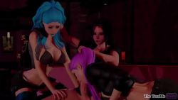 1futa 2girls 3d animated bikini bikini_top_only blue_eyes blue_hair breasts brown_hair cleavage clothed_sex cooperative_fellatio cum cum_in_mouth fellatio full-package_futanari futa_with_female futanari grabbing_another&#039;s_hair green_eyes group_sex large_breasts large_penis lipstick makeup moaning multiple_girls nail_polish oral orgasm penis pink_eyes pink_hair pontytail siblings sisters skirt sound swimsuit tagme teamwork_(sexual) testicles theterriblefairy thigh_grab thighhighs threesome twins video