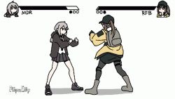 4girls arcade_stick baseball_cap blocking controller dima_(girls&#039;_frontline) electricity game_controller gamepad gif_artifacts girls&#039;_frontline hat joystick kakaobutter m200_(girls&#039;_frontline) mdr_(girls&#039;_frontline) mishima_kazuya multiple_girls parody paul_phoenix playing_games powering_up rfb_(girls&#039;_frontline) side_ponytail tekken two_side_up you&#039;re_doing_it_wrong