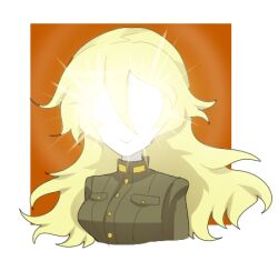 Rule 34 | 1girl, blonde hair, breasts, buttons, closed mouth, cropped torso, funamusea, gallaxi, green jacket, hair between eyes, heavy lens flare, igls unth, jacket, lens flare, long hair, medium breasts, pocket, smile, solo, taiyou no jubaku, transparent background, upper body
