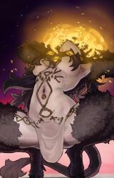 Rule 34 | 1girl, absurdres, armpits, breasts, commentary request, ekrea jan, elden ring, genderswap, genderswap (mtf), head back, highres, large breasts, libra (elden ring), madness affliction (elden ring), monster girl, navel, pelvic curtain, personification, spread legs, squatting