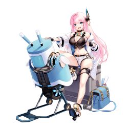 1girl 1other aita_(final_gear) alternate_body_size alternate_costume alternate_hair_length alternate_hairstyle ankle_boots aqua_bag artist_request bag bag_pouch bare_legs bare_shoulders belt belt_buckle black_belt black_bra black_choker black_collar black_gloves black_shirt black_straps blush boots bra breasts buckle choker coat collar collared_shirt colored_shoe_soles cropped_shirt cross-laced_footwear cross-laced_pants dress_shirt fang final_gear fingerless_gloves full_body gloves goggles goggles_around_neck gold_buckle hair_down highres holding holding_pen large_breasts long_hair long_sleeves looking_at_viewer mallet messenger_bag name_tag official_alternate_costume official_alternate_hair_length official_alternate_hairstyle official_art open_mouth pants papers pen pink_hair robot see-through_clothes see-through_shirt shirt shoe_soles short_shorts shorts shoulder_bag simple_background sitting sleeveless sleeveless_shirt solo_focus sweatdrop tachi-e teeth thigh_strap third-party_source transparent_background two-sided_coat two-sided_fabric two-tone_sleeve_cuffs underwear upper_teeth_only wheel white_coat white_eyes white_footwear white_pants white_sleeve_cuffs white_sleeves