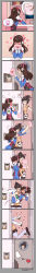 &gt;_&lt; 2girls ? absurdres animal_slippers beads black-framed_eyewear blush bodysuit breasts brown_eyes brown_hair carrying closed_eyes comic commentary_request d.va_(overwatch) embarrassed facial_mark full-face_blush glasses gloves hair_bun hair_ornament hair_stick hairpin headphones highres letter long_hair long_image love_letter mailbox mecha_pilot_suit medium_breasts mei_(overwatch) meme multiple_girls overwatch overwatch_1 panda_slippers pantyhose princess_carry short_hair silent_comic single_hair_bun sitting slippers smile speech_bubble spoken_question_mark swept_bangs take_it_home tall_image tsubasa_tsubasa whisker_markings white_gloves yuri