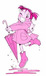 1girl digimon highres horn lee_shaochung one_eye_closed terriermon umbrella wink