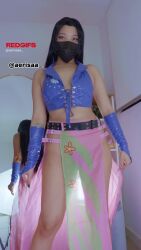 1girl animated asian ass bottomless breasts cosplay looking_at_viewer nico_robin one_piece pussy real_life small_breasts tagme video