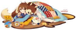 Rule 34 | + +, 10s, 1boy, artist name, blanket, brown eyes, brown hair, cup, food, fruit, furret, gen 1 pokemon, gen 2 pokemon, gen 3 pokemon, gen 5 pokemon, handheld game console, hilbert (pokemon), looking at another, lying, male focus, mandarin orange, mug, nintendo, nintendo 3ds, on stomach, oshawott, pikachu, pillow, playing games, poke ball symbol, pokemon, pokemon-amie, pokemon (creature), pokemon bw, quilt, sleeping, smile, stunfisk, stylus, symbol-shaped pupils, trapinch, under covers, welchino