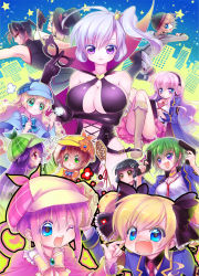 10s 3boys 6+girls akechi_kokoro arsene bad_id bad_pixiv_id black_hair blonde_hair bow breasts brown_hair candy cleavage cordelia_glauca crown elbow_gloves everyone food gloves green_hair gun hair_bow hasegawa_hirano hat henriette_mystere hercule_barton large_breasts light_purple_hair lollipop long_hair mask minami_(apricot_tea) multiple_boys multiple_girls pink_hair purple_hair rat_(milky_holmes) sherlock_shellingford short_hair side_ponytail sleeves_rolled_up stone_river tantei_opera_milky_holmes tooyama_saku twenty_(milky_holmes) weapon yuzurizaki_nero zenigata_tsugiko