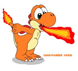 charmander creatures_(company) fusion game_freak gen_1_pokemon mario_(series) nintendo pokemon pokemon_(creature) super_mario_world yoshi