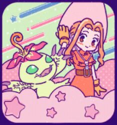 Rule 34 | brown eyes, brown hair, digimon, digimon (creature), digimon adventure, flower, long hair, monster girl, palmon, petals, plant girl, sharp teeth, tachikawa mimi, teeth