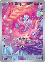 artist_name card_(medium) character_name company_name copyright_name copyright_notice crystal english_text geode holding holding_crystal matsuno_tika mushroom nintendo official_art open_mouth plant pokemon pokemon_(creature) pokemon_card pokemon_focus pokemon_tcg solo sparkle stairs third-party_source tinkatink trading_card vines