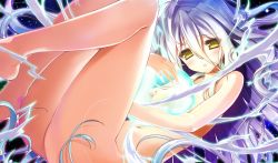 1girl barefoot blush feet female_focus game_cg hayakawa_harui highres light_purple_hair long_hair nude shoujo_shin&#039;iki_shoujo_tengoku solo takagi_sana yellow_eyes