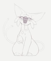 1girl animal_focus animal_sexualization bestiality espeon gen_2_pokemon grey_background greyscale kekitopu monochrome nintendo pokemon pokemon_(creature) simple_background sketch solo_focus